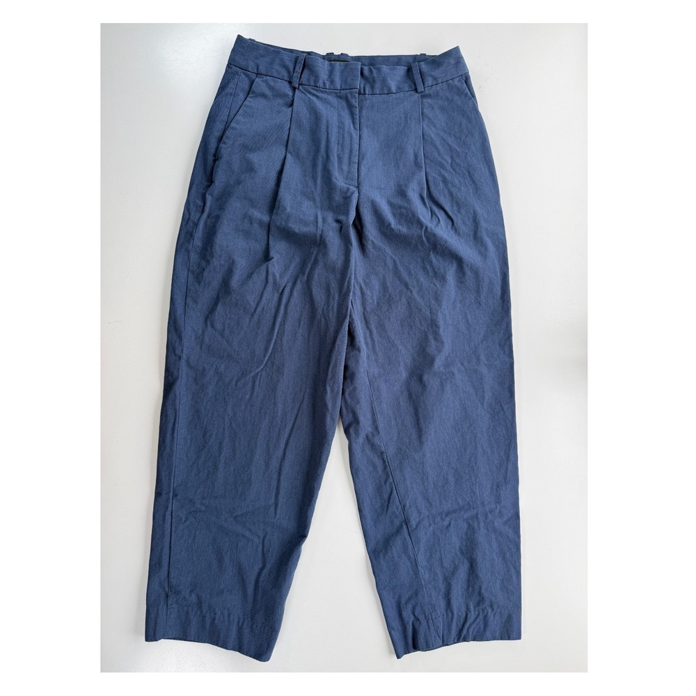 BANANA REPUBLIC High-Rise Straight Pleated Pant Womens 8 Petite Blue Wide Leg
